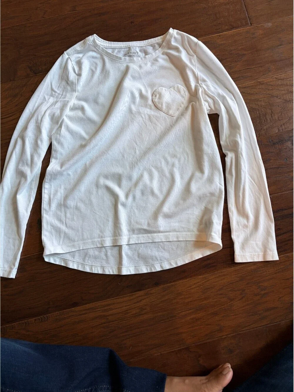 Old Navy Long Sleeve White Shirt with Heart Pocket Kids Large 10-12